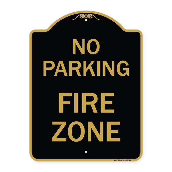 Signmission No Parking Sign No Parking Fire Zone, Black & Gold Aluminum Sign, 18" x 24", BG-1824-23667 A-DES-BG-1824-23667 - main